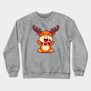 Cute Baby Reindeer Sitting Cartoon Crewneck Sweatshirt